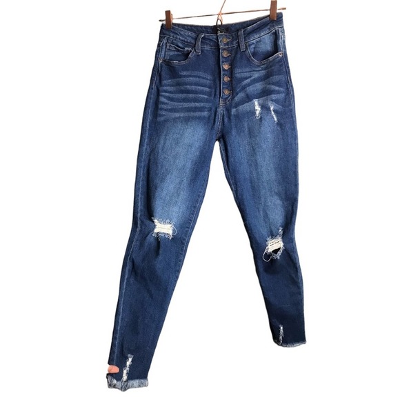Forever 21 | Button fly high rise distressed denim jeans - Picture 1 of 9